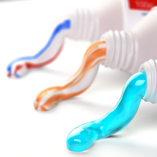 Various types of toothpaste